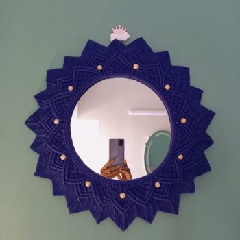 Macrame mirror Blue